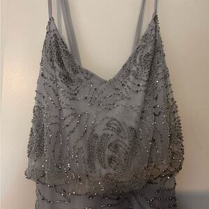 Adrianna Papell Silver Beaded Wedding Dress